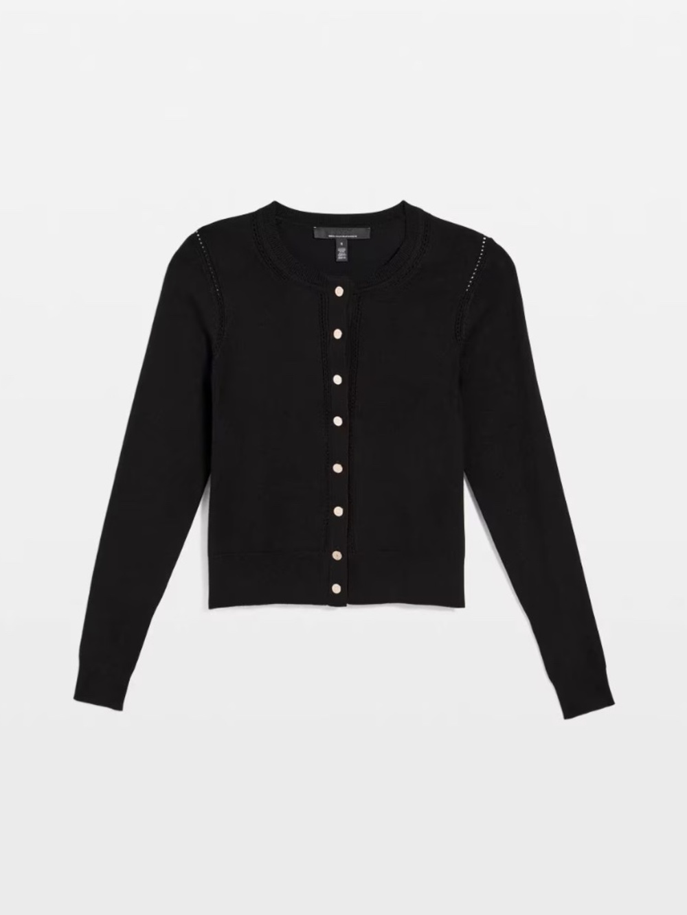 WHBM Crewneck Button-Front Cardigan Black Size M NWT